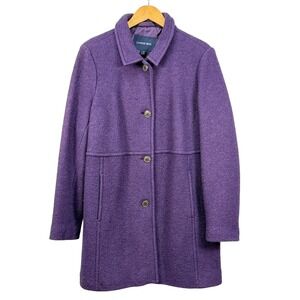 Lands End Coat Boiled Wool Lined Purple Size 16
